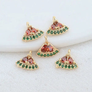 14K Brass Zircon Fans Pendant DIY Jewelry Making Supplies