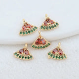 14K Brass Zircon Fans Pendant DIY Jewelry Making Supplies