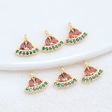 14K Brass Zircon Fans Pendant DIY Jewelry Making Supplies