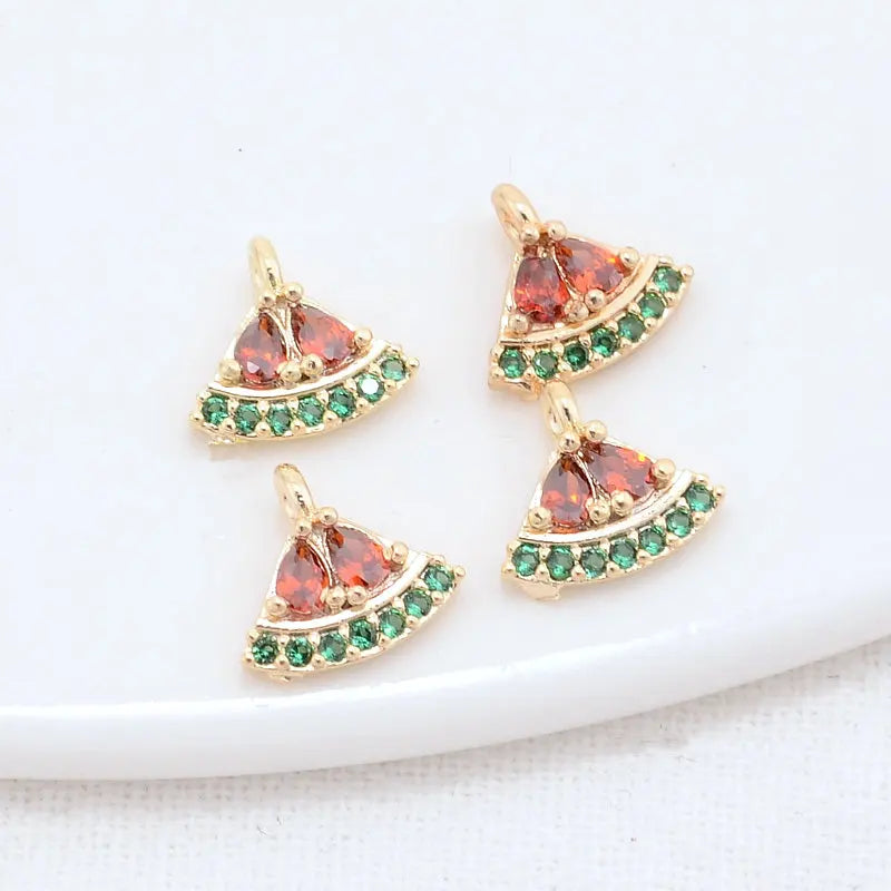 14K Brass Zircon Fans Pendant DIY Jewelry Making Supplies