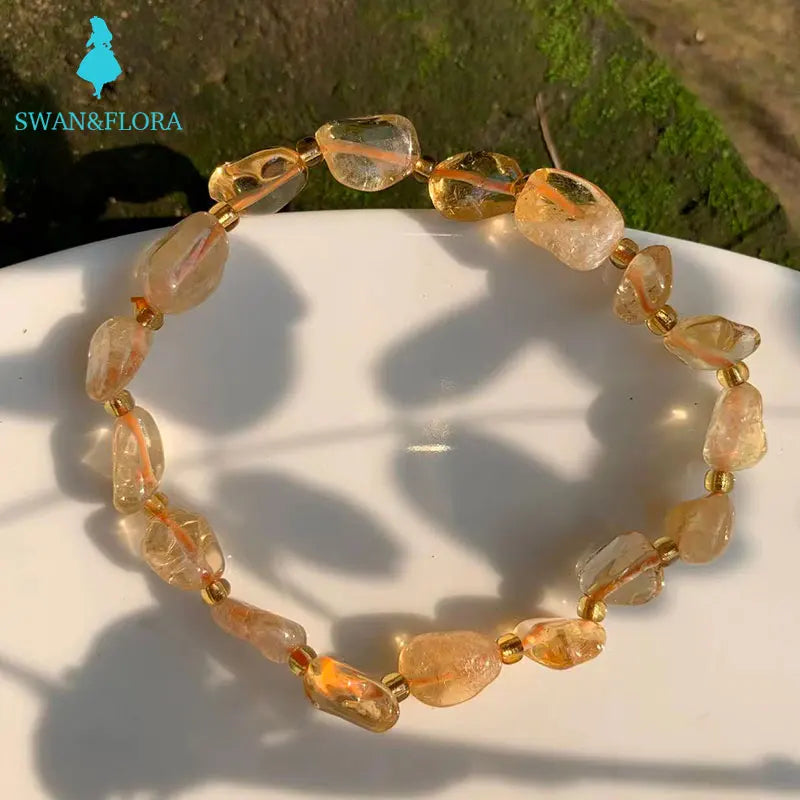 8-9MM Citrine Crystal Beads Bracelet - Crystal Gift for Women