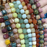 8-9MM Faceted Stone Square Quartz Agates Amazonite Beads