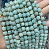 8-9MM Faceted Stone Square Quartz Agates Amazonite Beads