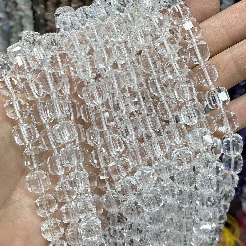 8-9MM Faceted Stone Square Quartz Agates Amazonite Beads