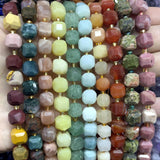 8-9MM Faceted Stone Square Quartz Agates Amazonite Beads