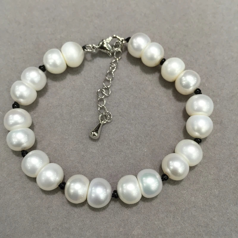 8-9MM Natural Freshwater Pearl Bracelet Baroque Shape Women's Jewelry