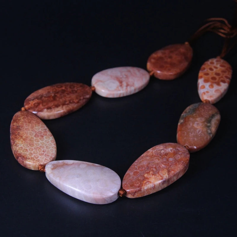 Large Orange Coral Jades Smooth Slab Nugget Beads