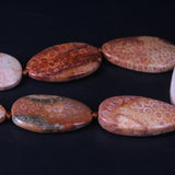 Large Orange Coral Jades Smooth Slab Nugget Beads