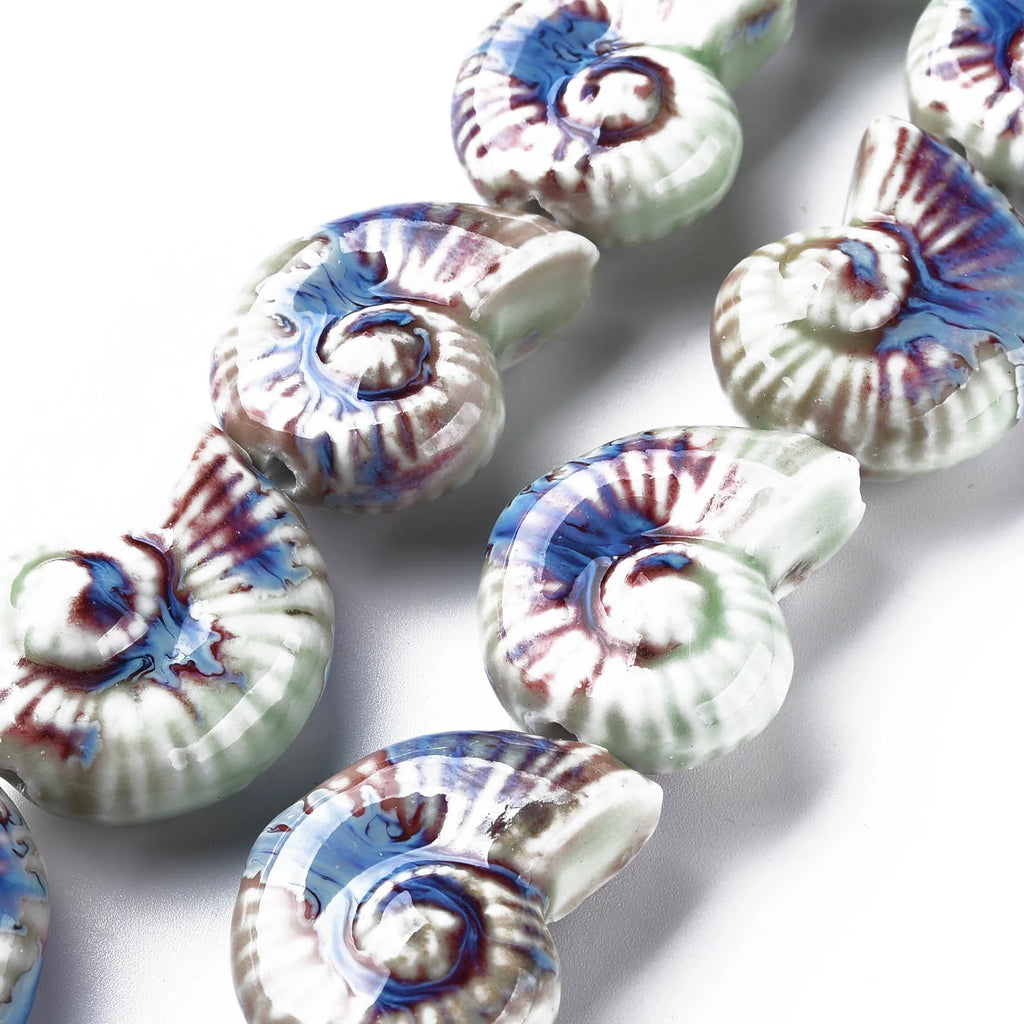 8~9Pcs Ocean Shell Star Ceramic Beads Colored Strand Jewelry DIY