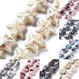 8~9Pcs Ocean Shell Star Ceramic Beads Colored Strand Jewelry DIY