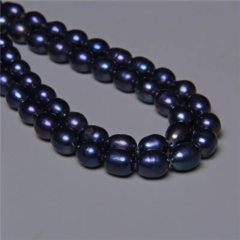Natural Fresh Water Pearl Rice Oval Loose Beads 14'' String