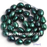 8-9mm Deep Green Natural Freshwater Cultured Pearl Loose Beads Strand