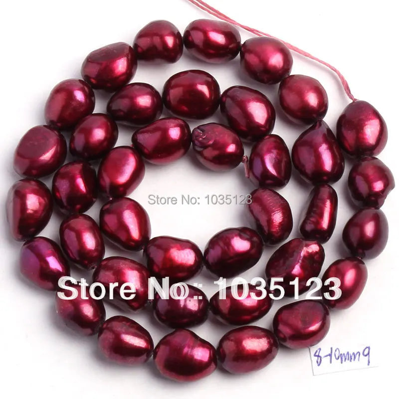 8-9mm Deep Red Freshwater Pearl Beads 35-38cm W192