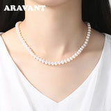 Freshwater Pearl Necklace 925 Silver Chain Jewelry