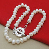 Freshwater Pearl Necklace 925 Silver Chain Jewelry