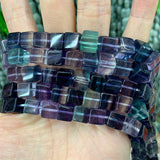 8-9mm Natural Fluorite Stone Beads 15'' Cube Purple Green DIY Loose Beads