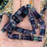 8-9mm Natural Fluorite Stone Beads 15'' Cube Purple Green DIY Loose Beads