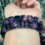 8-9mm Natural Fluorite Stone Beads 15'' Cube Purple Green DIY Loose Beads