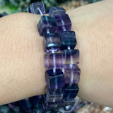 8-9mm Natural Fluorite Stone Beads 15'' Cube Purple Green DIY Loose Beads