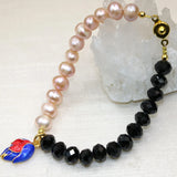 Orange Pearl Beads Strand Bracelet 7.5inch DIY Women Charms Jewelry