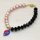 Orange Pearl Beads Strand Bracelet 7.5inch DIY Women Charms Jewelry