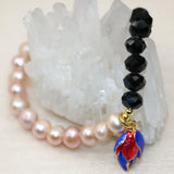 Orange Pearl Beads Strand Bracelet 7.5inch DIY Women Charms Jewelry