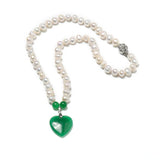 8-9mm Natural Pearls Dark Green Heart Pendant Making Diy Necklace
