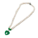 8-9mm Natural Pearls Dark Green Heart Pendant Making Diy Necklace