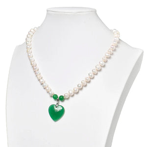 8-9mm Natural Pearls Dark Green Heart Pendant Making Diy Necklace