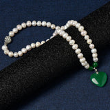 8-9mm Natural Pearls Dark Green Heart Pendant Making Diy Necklace
