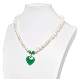 8-9mm Natural Pearls Dark Green Heart Pendant Making Diy Necklace