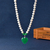 8-9mm Natural Pearls Dark Green Heart Pendant Making Diy Necklace
