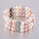 Multi-layered Pearl Beads Bracelet for Women - Alloy Bangle