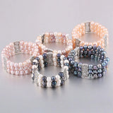 Multi-layered Pearl Beads Bracelet for Women - Alloy Bangle