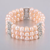 Multi-layered Pearl Beads Bracelet for Women - Alloy Bangle