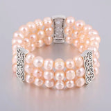 Multi-layered Pearl Beads Bracelet for Women - Alloy Bangle