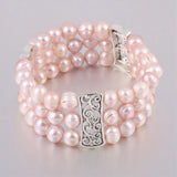 Multi-layered Pearl Beads Bracelet for Women - Alloy Bangle