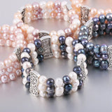 Multi-layered Pearl Beads Bracelet for Women - Alloy Bangle