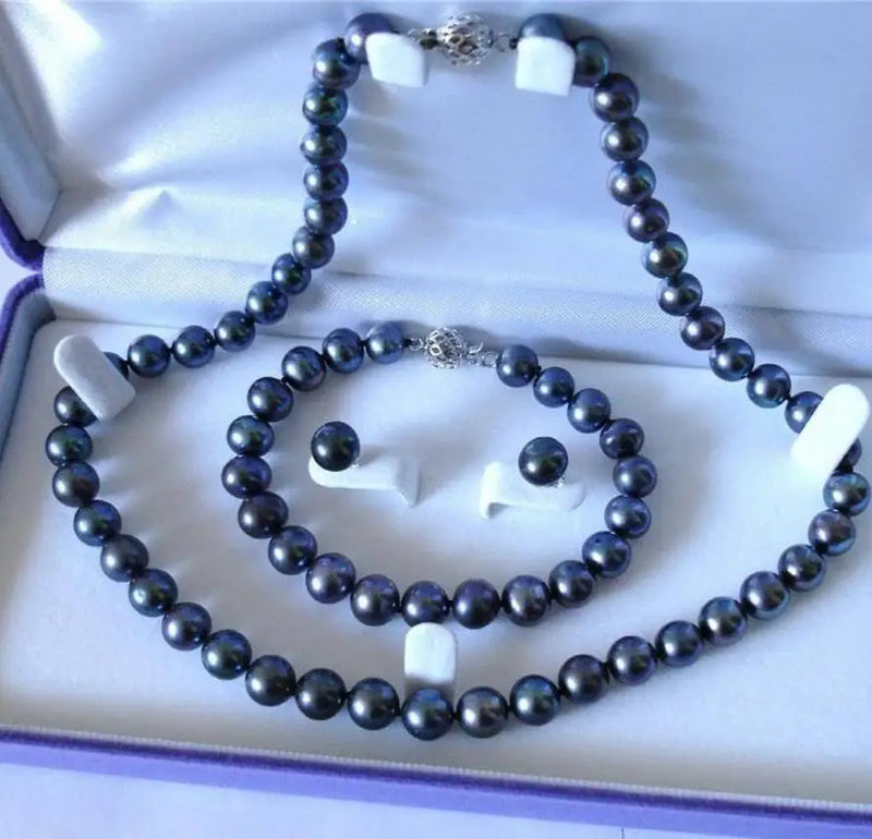 8-9mm Akoya Pearl Jewelry Set with Quartz Stone and CZ Crystals