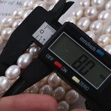 8-9mm Rice-Shaped Freshwater Pearl Beads Necklace Earrings Jewelry