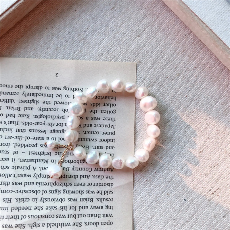 Baroque Pearl Bracelet 7.5inch Wedding Jewelry Cultured Women Gift Accessories