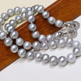 Gray Freshwater Pearl Necklace 8-9mm Micro-Flawed 925 Silver Clasp