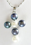 8-9mm Mixed & Pearl Cross Pendant Necklace + Chain