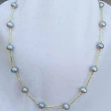 Gray Akoya Pearl Necklace 14k Yellow - Restore Dark Matter Wristband