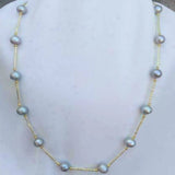Gray Akoya Pearl Necklace 14k Yellow - Restore Dark Matter Wristband