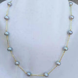 Gray Akoya Pearl Necklace 14k Yellow - Restore Dark Matter Wristband