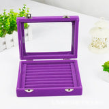Velvet Carrying Case with Glass Cover Jewelry Ring Display Box