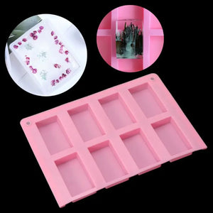 8 Cavities Rectangle Cuboid Silicone Mold Soap Resin DIY Tools