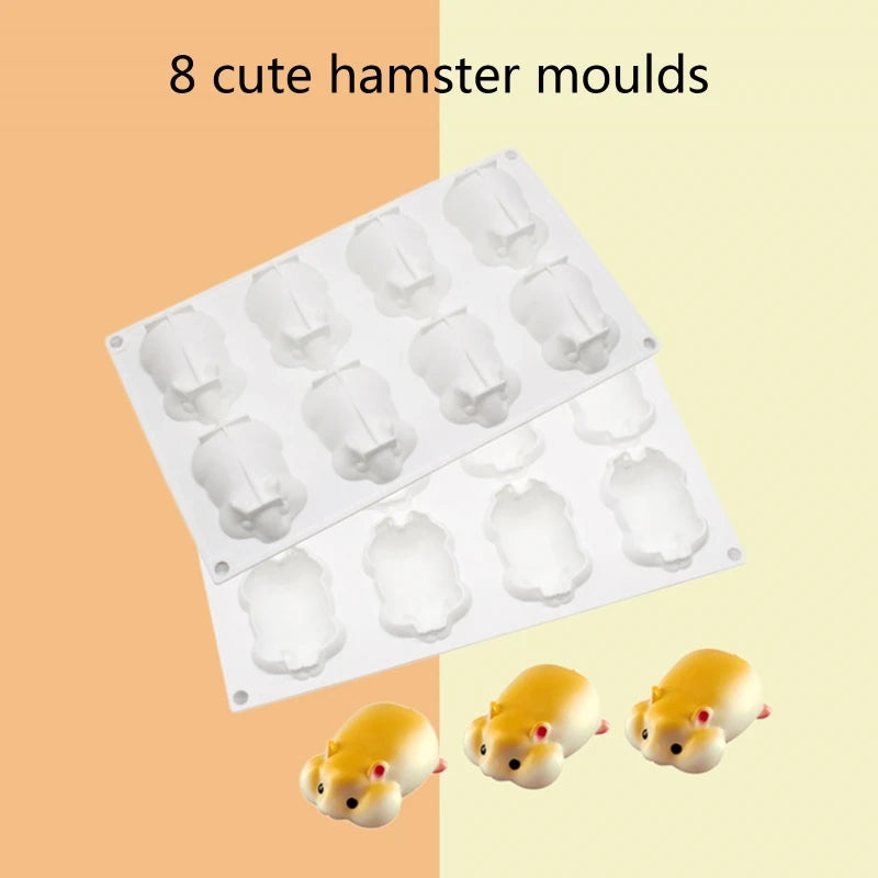 8-Cavity Hamster Silicone Fondant Mold for DIY Craft
