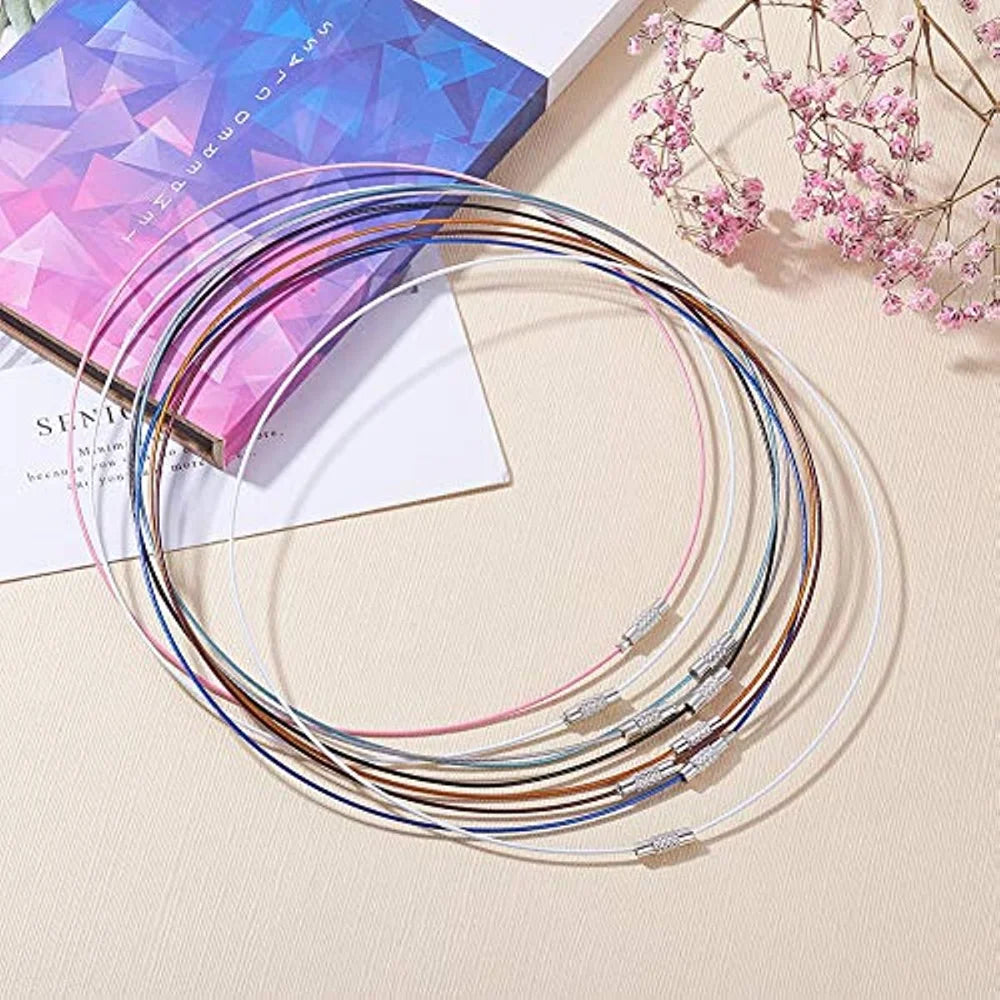 64pcs 17.5in Stainless Steel Necklace Wire Choker Chain w/ Brass Clasp